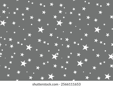 A Seamless Pattern of Stars and Dots on a Gray Background