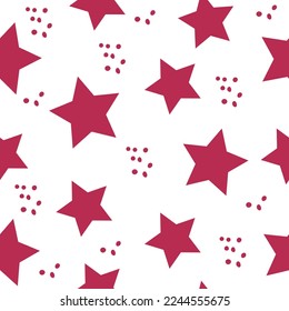 Seamless pattern of stars and dots trend color 2023- Viva Magenta