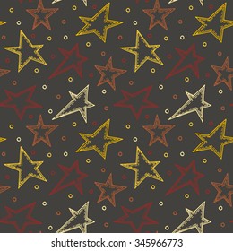 Seamless  pattern from the stars drawn by hand.Background in vector.