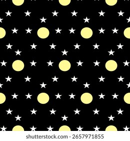 padrão sem costura com estrelas Padrão de tecido papel de parede branco cortina preta Camisa padrão Toalha de mesa
