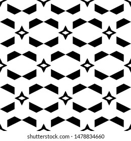 Seamless pattern. Stars, figures ornament. Ethnic wallpaper. Simple shapes background. Geometrical backdrop. Digital paper, web designing, textile print, abstract. Vector artwork.