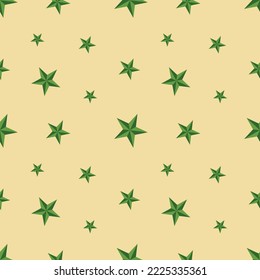 seamless pattern of stars. Green stars on a editable background. Vector. textile, background, packaging, printing, website.