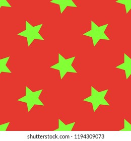 Seamless pattern with stars. Green and red. Scalable vector illustration