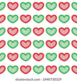 Seamless Pattern Stars Green And Red On White Background