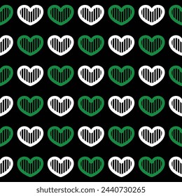 Seamless Pattern Stars Green And White On Black Background