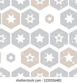 Seamless pattern with stars. Grunge style.