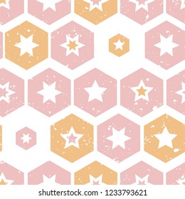 Seamless pattern with stars. Grunge style