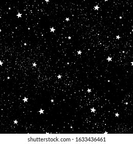 Seamless pattern with stars. Hand drawn stars texture. Vector Illustration of night starry sky.