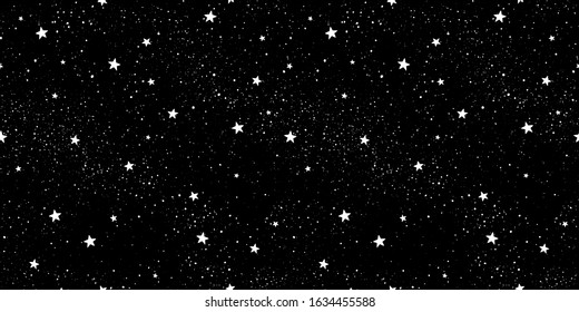 Seamless pattern with stars. Hand drawn stars texture. Vector Illustration of night starry sky.