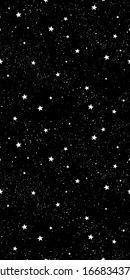 Seamless pattern with stars. Hand drawn stars texture. Vector Illustration of night starry sky.