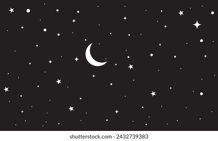 Seamless pattern with stars. Hand drawn stars texture. Night starry sky. Vector Sky Background