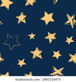 patrón sin costuras con estrellas. fondo dibujado a mano, textura con decoración Elementos Vector