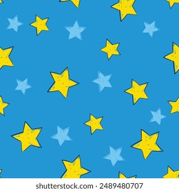 seamless pattern with stars. hand drawn background, texture with decor elements vector