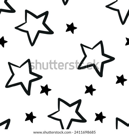 Seamless pattern with stars. Hand drawn illustration