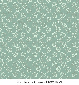 seamless pattern with stars and hearts