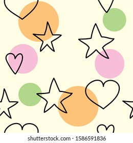 seamless pattern with stars and hearts