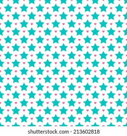 Seamless pattern. Stars and hearts