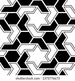 Seamless pattern. Stars, hexagons, figures ornament.Hexagonal, star shapes wallpaper. Digital paper, abstract.Geometric background. Polygons motif.Ethnic backdrop