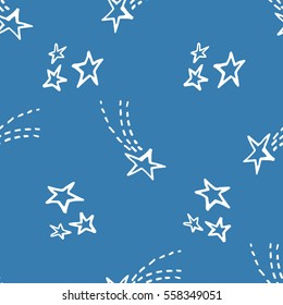 Seamless pattern with stars. Ink hand drawn background.