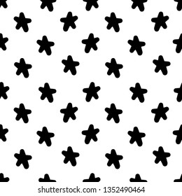 Seamless pattern with stars isolated on white background. Outline doodle background. Vector stock illustration. Grunge space halftone texture. Doodle style. Black and white galaxy star wallpaper,print