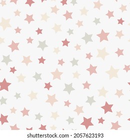 Patrón sin foco con estrellas aisladas en fondo blanco. Colores pasteles. Puede utilizarse para tejidos, papel de embalaje, rayado, textil, póster, banner y otros diseños de navidad.