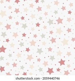 Patrón sin foco con estrellas aisladas en fondo blanco. Colores pasteles. Puede utilizarse para tejidos, papel de embalaje, rayado, textil, póster, banner y otros diseños de navidad.