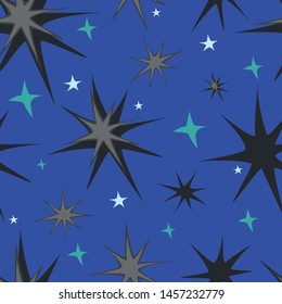 Seamless pattern of stars like cells on blue background