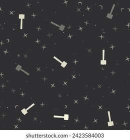 Seamless pattern with stars, mallet symbols on black background. Night sky. Vector illustration on black background