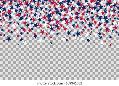 Seamless pattern with stars for Memorial Day celebration on transparent background. Vector Illustration.