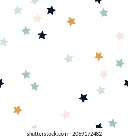 Seamless Pattern With Stars In A Modern Style. Minimalistic Vector Design. For Wallpaper In The Nursery, Wrapping Paper Or Clothes