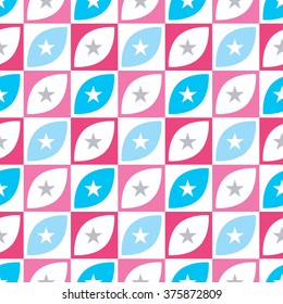 Seamless pattern with stars. Modern vector background. Pink and blue colors.