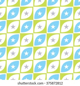 Seamless pattern with stars. Modern vector background. Bright green and blue colors.
