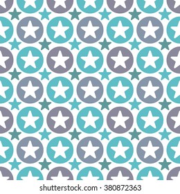 Seamless pattern with stars. Modern vector background. Turquoise and grey colors.