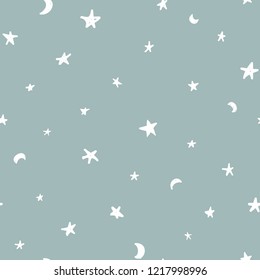 Seamless Pattern  With Stars And Moon