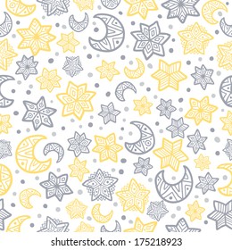seamless pattern with stars and moon