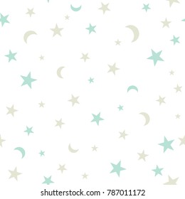 Seamless pattern with stars and moon