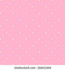 Padrão contínuo de estrelas e lua rosa claro e amarelo