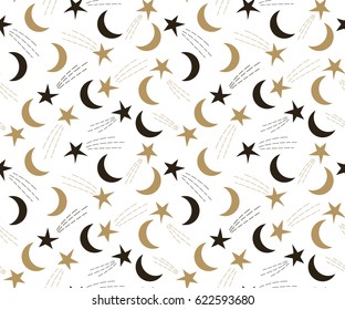 Seamless Pattern Stars Moon Vector Illustration Stock Vector (Royalty ...