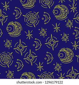 Seamless pattern of stars and moons vector