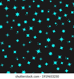 Seamless pattern with stars on black background. Vector illustration