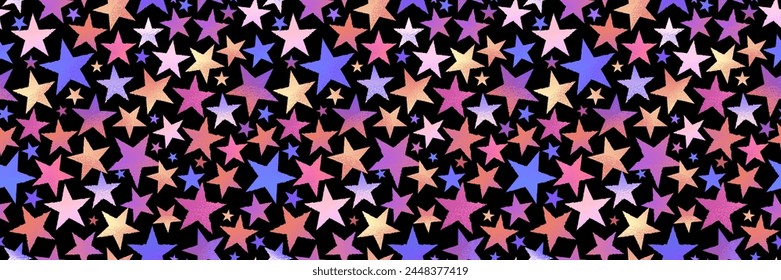 Patrón sin fisuras de estrellas sobre un fondo negro