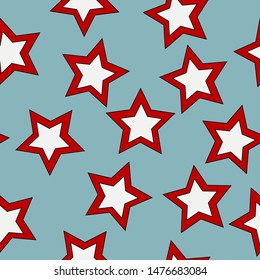 Seamless pattern with stars on blue background