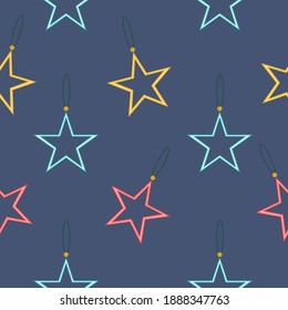 Seamless pattern with stars on blue background