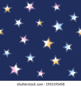 Patrón sin foco de estrellas sobre fondo azul. 