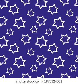 Seamless pattern with stars on blue background. Vector illustration.