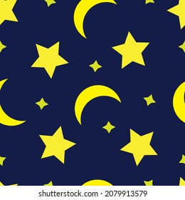 Patrón sin brillo con estrellas de fondo azul. Diseño nocturno estrellado.