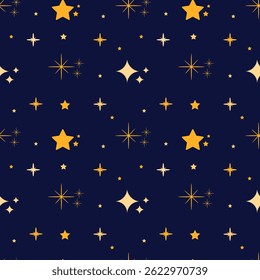 Seamless pattern with stars on a blue background. Starry sky