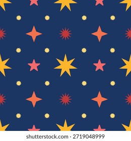 Patrón sin fisuras con estrellas sobre un fondo azul. Papel de embalaje