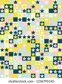 Seamless pattern with stars on colorful background