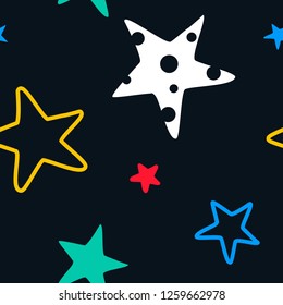 Seamless pattern Stars on dark background Vector illustration
